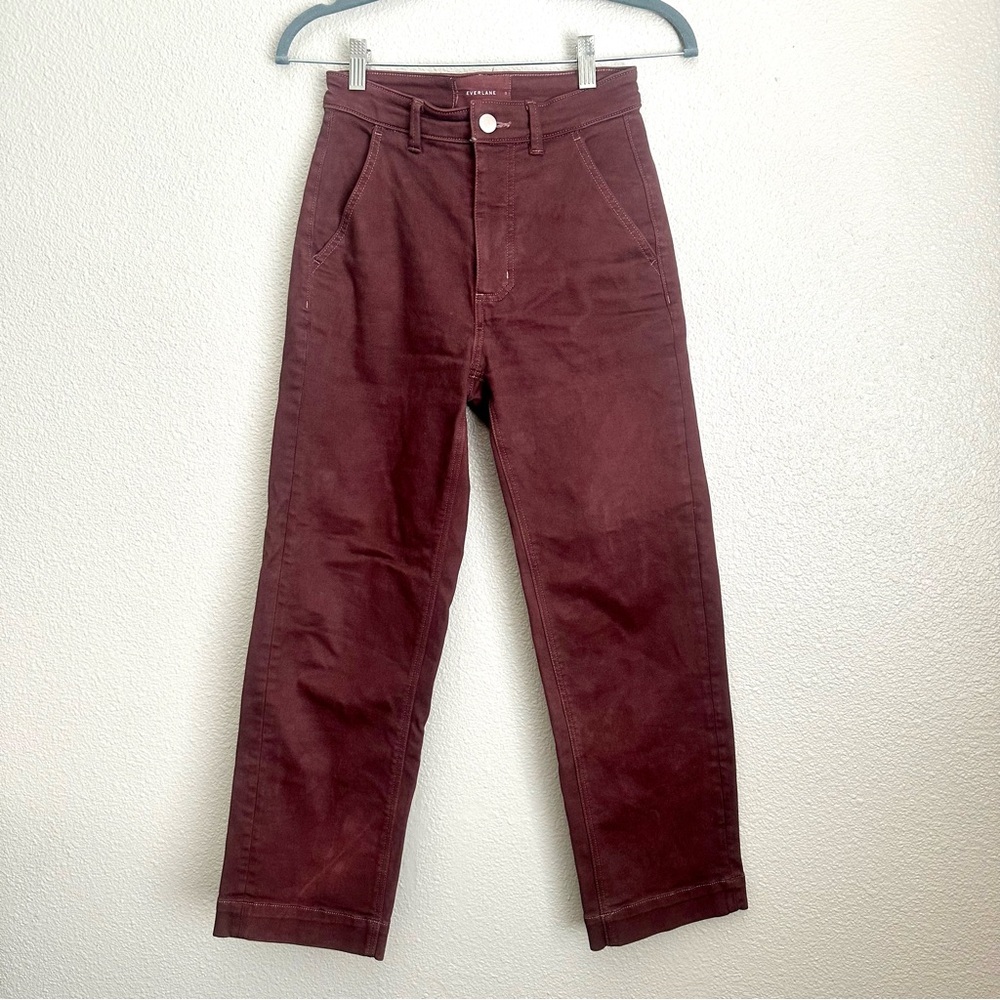 Women’s Everlane The Straight Leg Crop Regular Hand-dyed Brown Pants 0